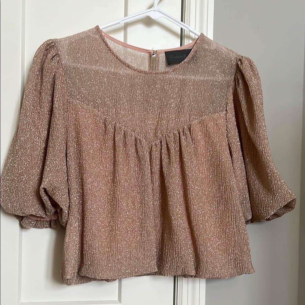 Sunday in Brooklyn Tan Puff Sleeve Blouse